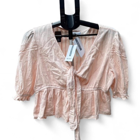 NWT True Craft Pink Tie Top, 100% Cotton, Women’s Size XL - Picture 2 of 7